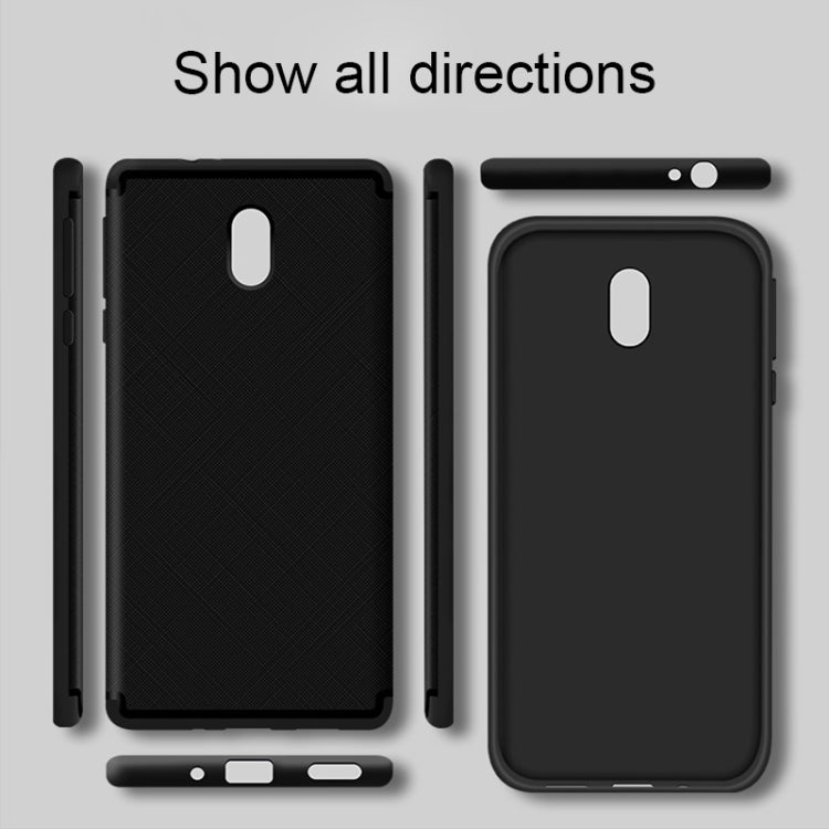 For Nokia 3 Cross Texture 0.3mm Ultra-thin TPU Full Coverage Shockproof Soft Protective Back Cover Case(Black)