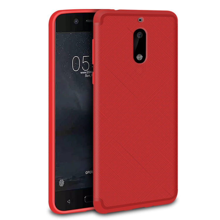 For Nokia 6 Cross Texture 0.3mm Ultra-thin TPU Full Coverage Shockproof Soft Protective Back Cover Case (Red)