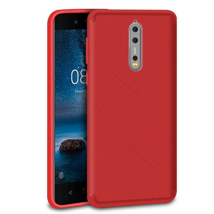 For Nokia 8 Cross Texture 0.3mm Ultra-thin TPU Full Coverage Shockproof Soft Protective Back Cover Case (Red)