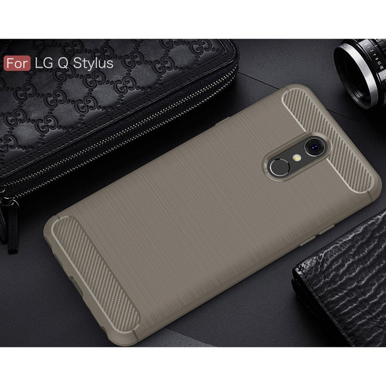 Brushed Texture Carbon Fiber Shockproof TPU Case for LG Q Stylus