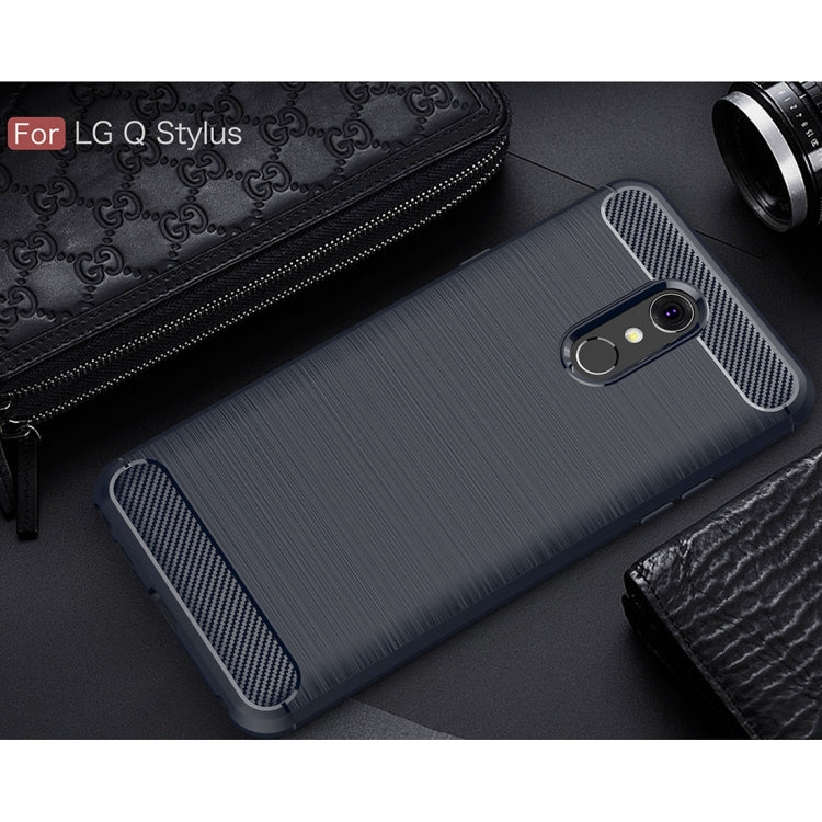 Brushed Texture Carbon Fiber Shockproof TPU Case for LG Q Stylus