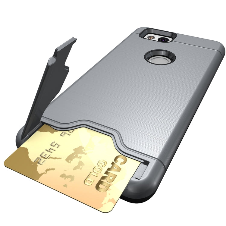 For Google Pixel 2 Brushed Texture Separable PC + TPU Protective Combination Back Case with Holder & Card Slot