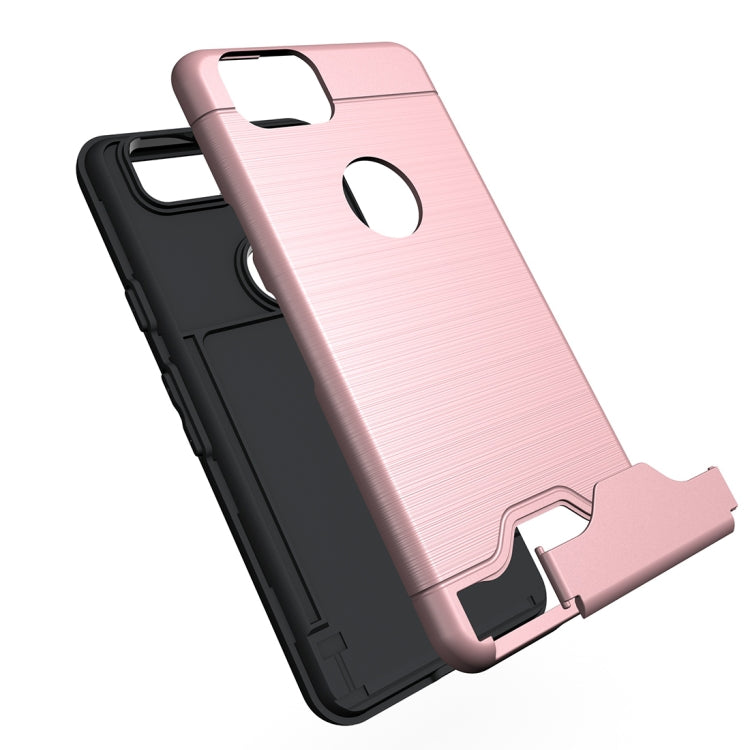 For Google Pixel 2 Brushed Texture Separable PC + TPU Protective Combination Back Case with Holder & Card Slot