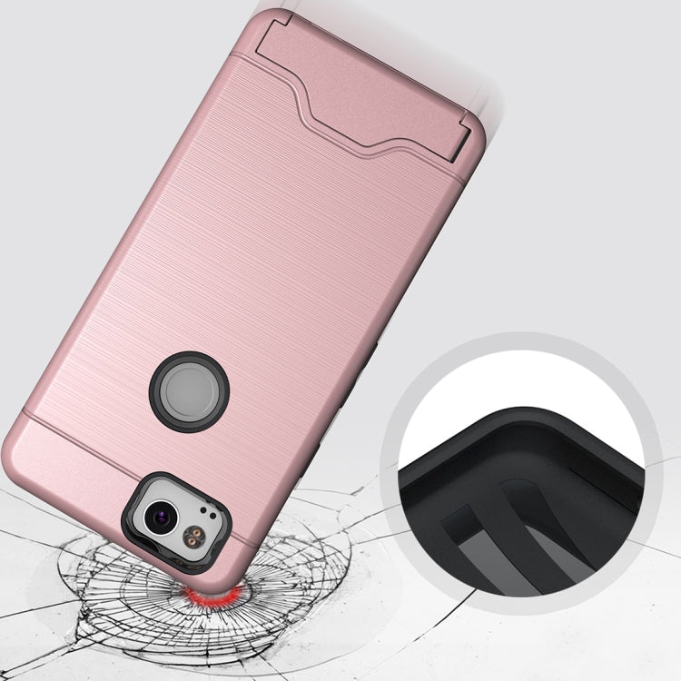 For Google Pixel 2 Brushed Texture Separable PC + TPU Protective Combination Back Case with Holder & Card Slot