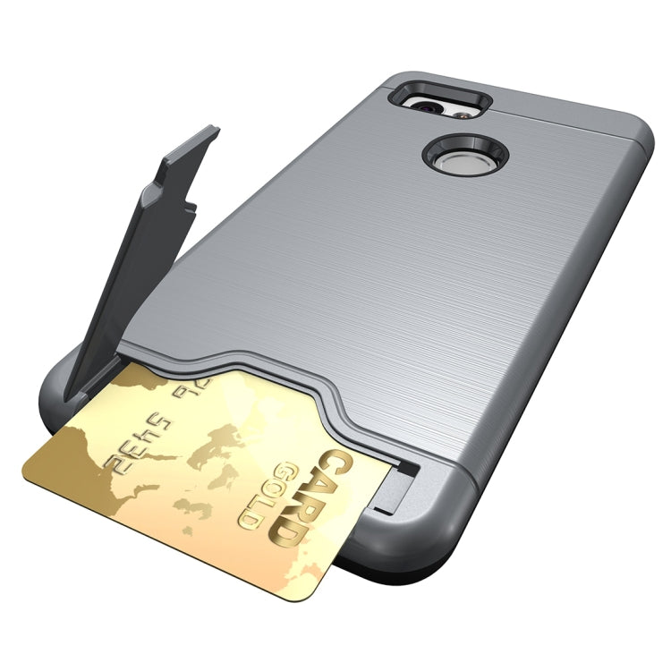 For Google Pixel 2 XL Brushed Texture Separable PC + TPU Protective Combination Back Case with Holder & Card Slot