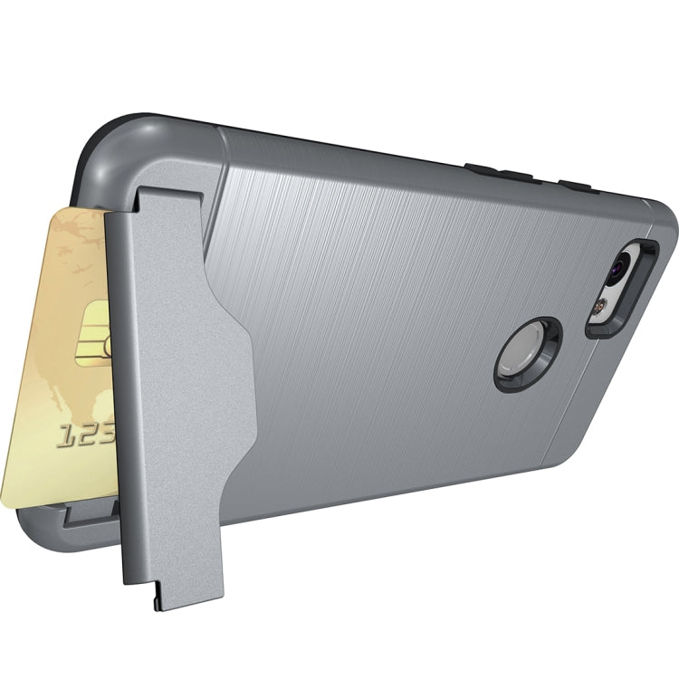 For Google Pixel 2 XL Brushed Texture Separable PC + TPU Protective Combination Back Case with Holder & Card Slot