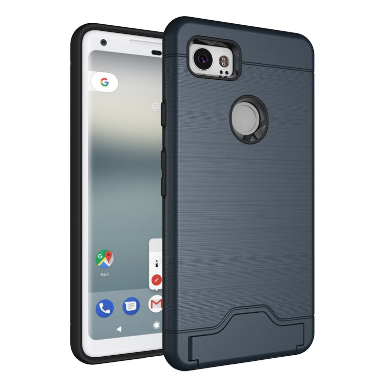 For Google Pixel 2 XL Brushed Texture Separable PC + TPU Protective Combination Back Case with Holder & Card Slot