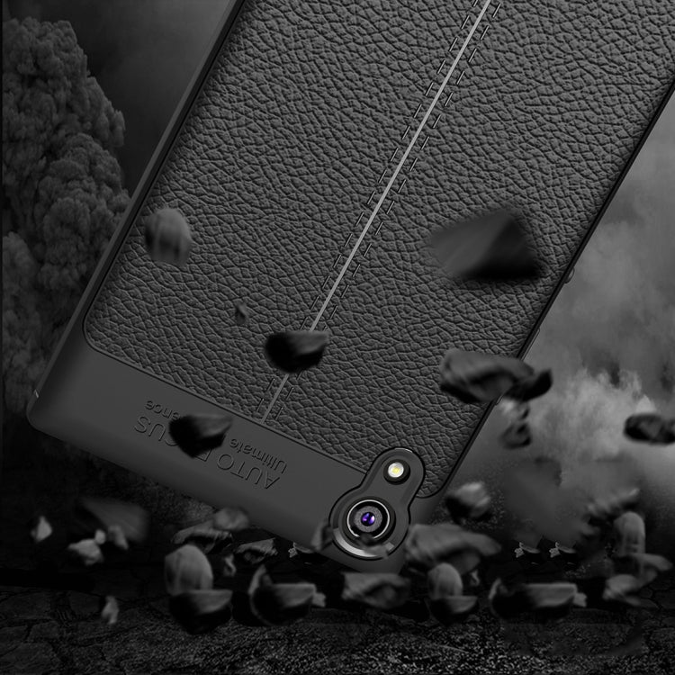 For Sony Xperia XA1 Litchi Texture Design Soft TPU Anti-skip Protective Cover Back Case