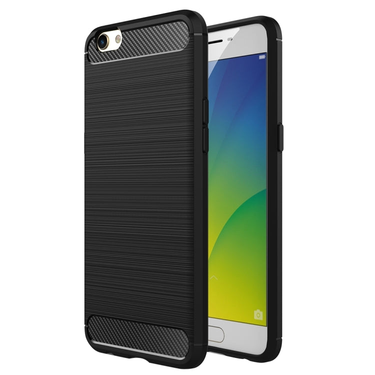 For OPPO  R9s Brushed Texture Carbon Fiber TPU Protective Case