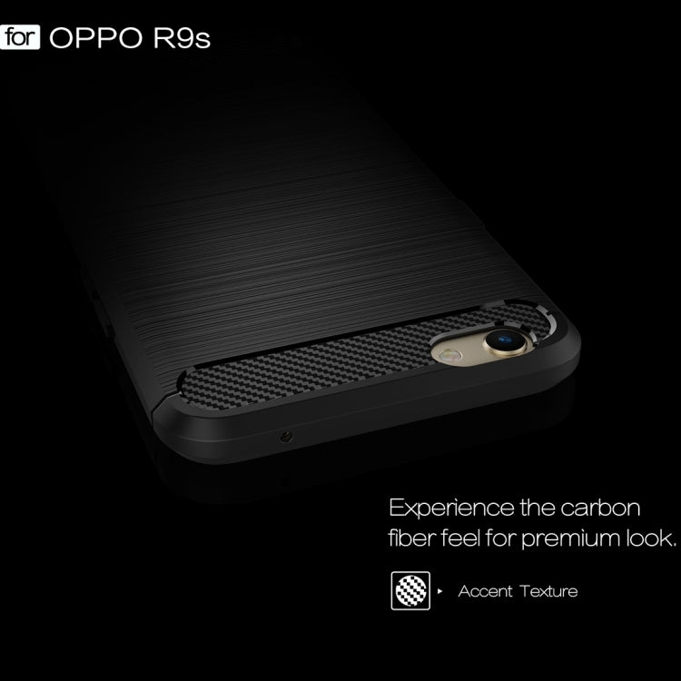 For OPPO  R9s Brushed Texture Carbon Fiber TPU Protective Case