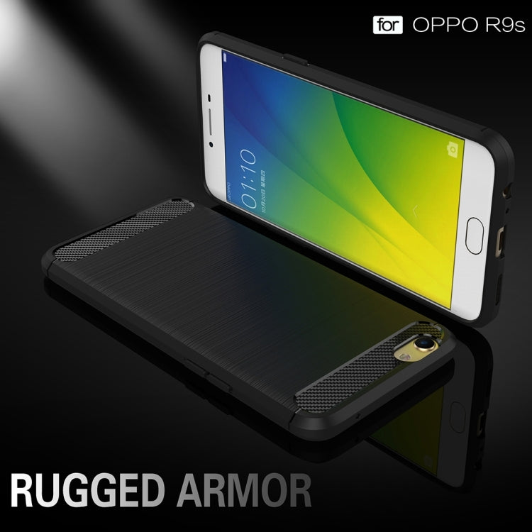For OPPO  R9s Brushed Texture Carbon Fiber TPU Protective Case