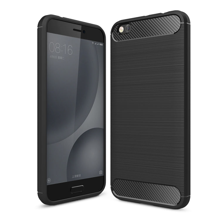 For Xiaomi  Mi 5c Brushed Carbon Fiber Texture Shockproof TPU Protective Cover Case