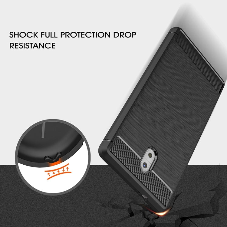 For Nokia 3 Brushed Carbon Fiber Texture Shockproof TPU Protective Cover Case