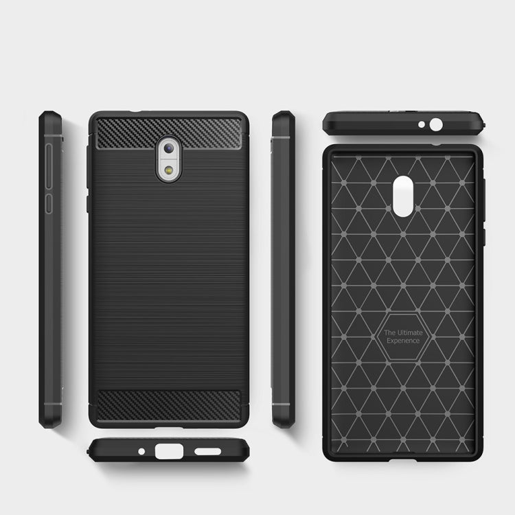 For Nokia 3 Brushed Carbon Fiber Texture Shockproof TPU Protective Cover Case