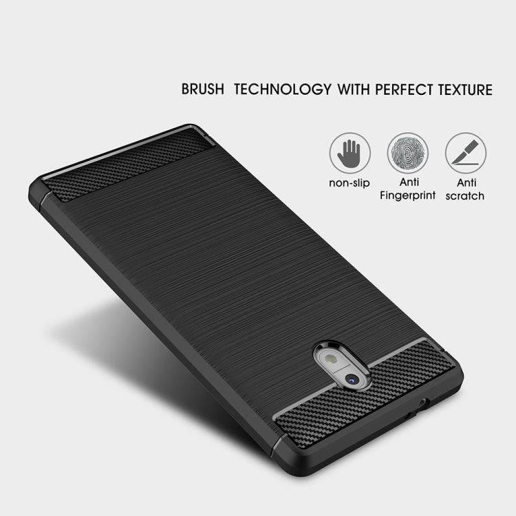 For Nokia 3 Brushed Carbon Fiber Texture Shockproof TPU Protective Cover Case