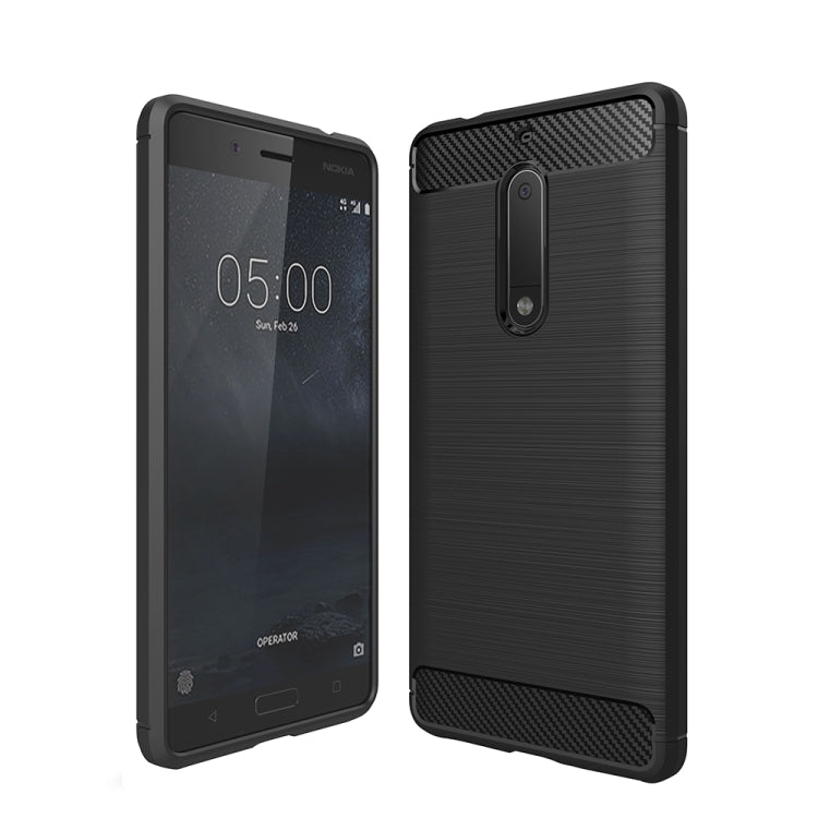 For Nokia 5 Brushed Carbon Fiber Texture Shockproof TPU Protective Cover Case