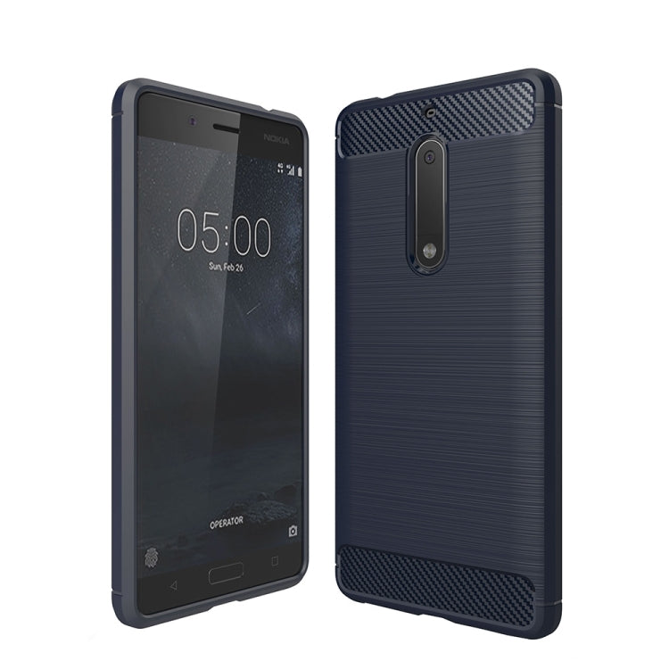 For Nokia 5 Brushed Carbon Fiber Texture Shockproof TPU Protective Cover Case