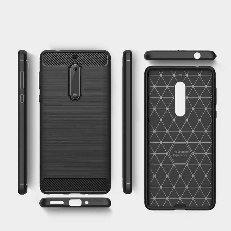 For Nokia 5 Brushed Carbon Fiber Texture Shockproof TPU Protective Cover Case