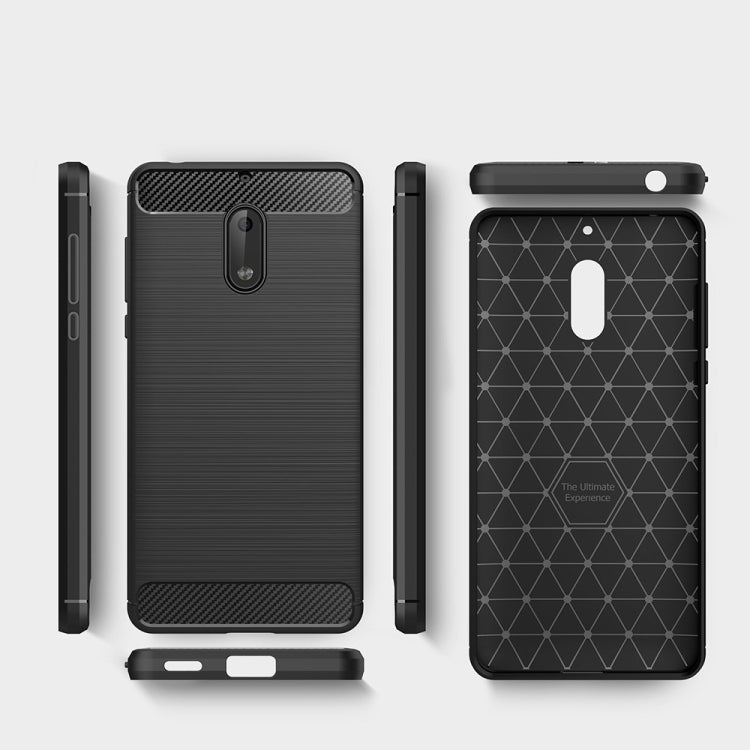 For Nokia 6 Brushed Carbon Fiber Texture Shockproof TPU Protective Cover Case