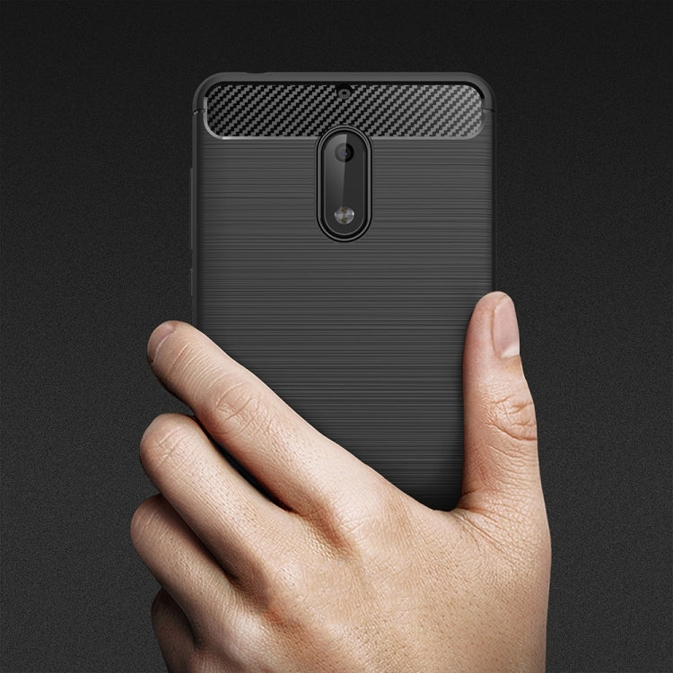 For Nokia 6 Brushed Carbon Fiber Texture Shockproof TPU Protective Cover Case