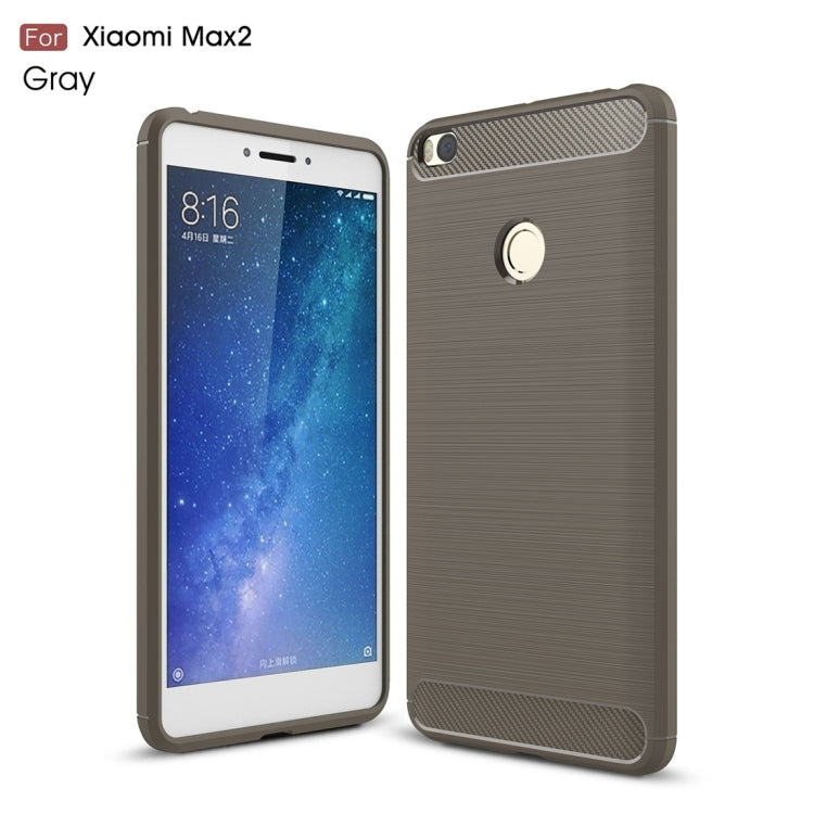 For Xiaomi  Max 2 Brushed Texture Carbon Fiber Shockproof TPU Rugged Armor Protective Case