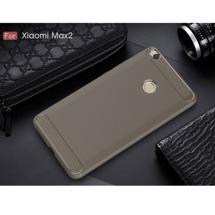 For Xiaomi  Max 2 Brushed Texture Carbon Fiber Shockproof TPU Rugged Armor Protective Case