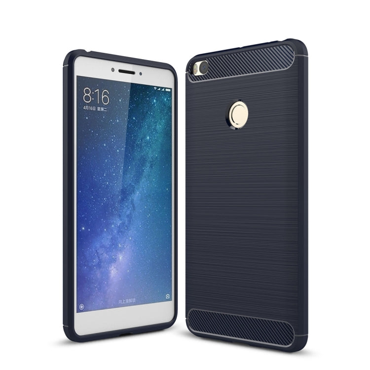 For Xiaomi  Max 2 Brushed Texture Carbon Fiber Shockproof TPU Rugged Armor Protective Case