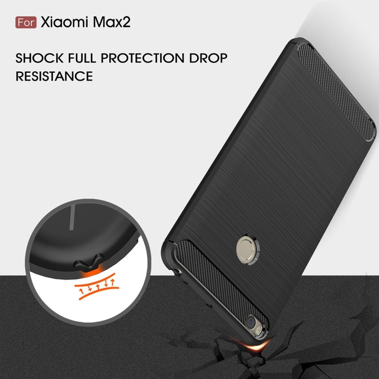 For Xiaomi  Max 2 Brushed Texture Carbon Fiber Shockproof TPU Rugged Armor Protective Case
