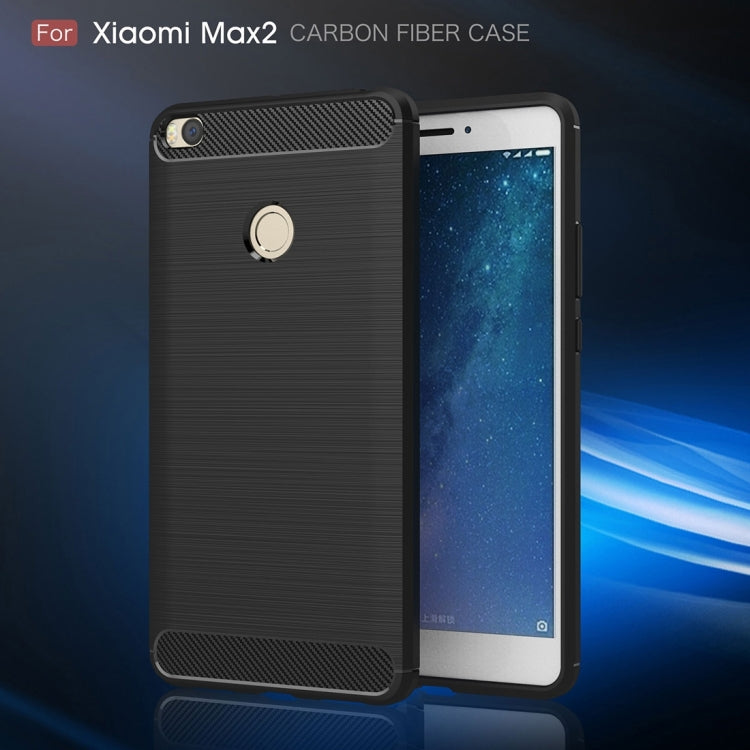 For Xiaomi  Max 2 Brushed Texture Carbon Fiber Shockproof TPU Rugged Armor Protective Case