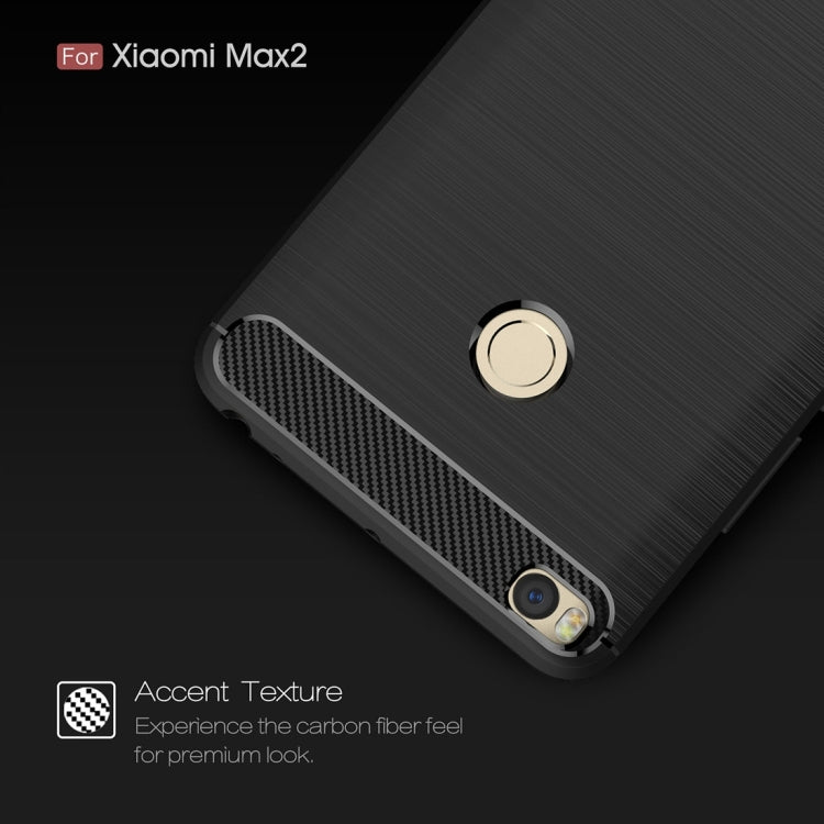 For Xiaomi  Max 2 Brushed Texture Carbon Fiber Shockproof TPU Rugged Armor Protective Case