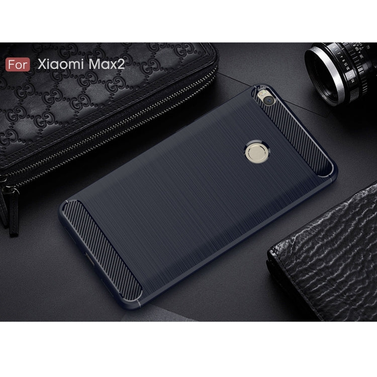 For Xiaomi  Max 2 Brushed Texture Carbon Fiber Shockproof TPU Rugged Armor Protective Case