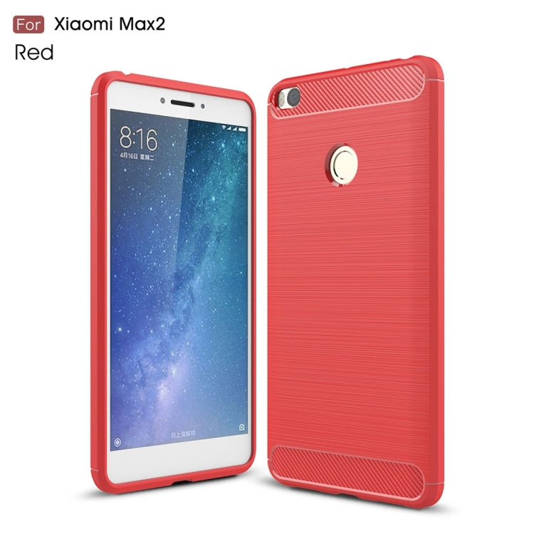 For Xiaomi  Max 2 Brushed Texture Carbon Fiber Shockproof TPU Rugged Armor Protective Case