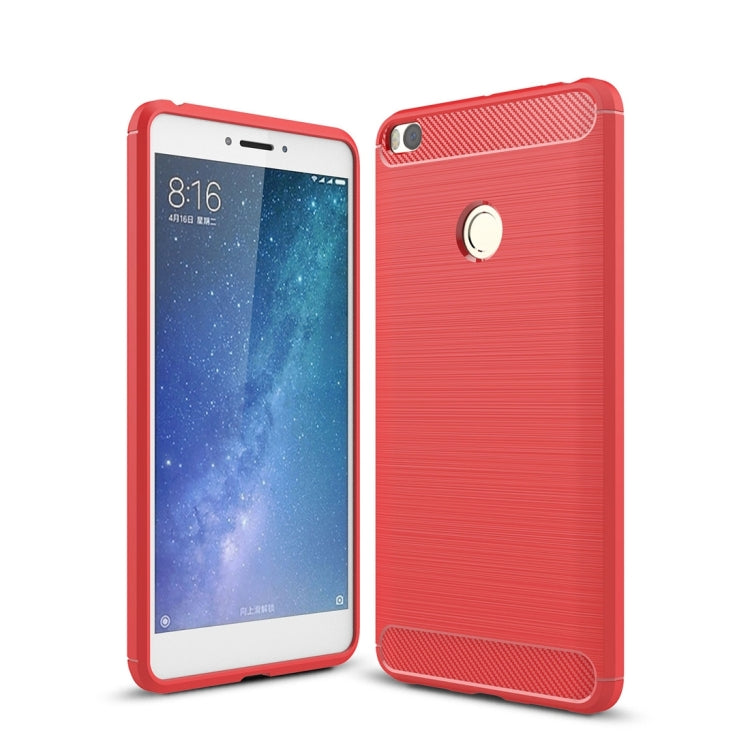 For Xiaomi  Max 2 Brushed Texture Carbon Fiber Shockproof TPU Rugged Armor Protective Case