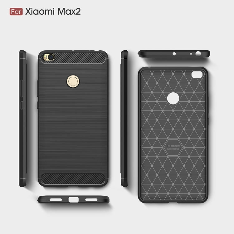 For Xiaomi  Max 2 Brushed Texture Carbon Fiber Shockproof TPU Rugged Armor Protective Case