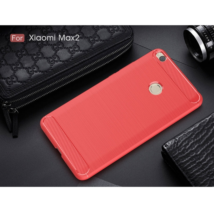For Xiaomi  Max 2 Brushed Texture Carbon Fiber Shockproof TPU Rugged Armor Protective Case