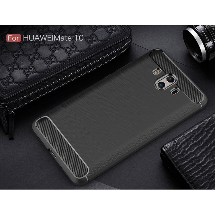 For Huawei  Mate 10 Brushed Texture Carbon Fiber Shockproof TPU Rugged Armor Protective Case