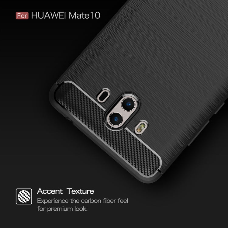 For Huawei  Mate 10 Brushed Texture Carbon Fiber Shockproof TPU Rugged Armor Protective Case