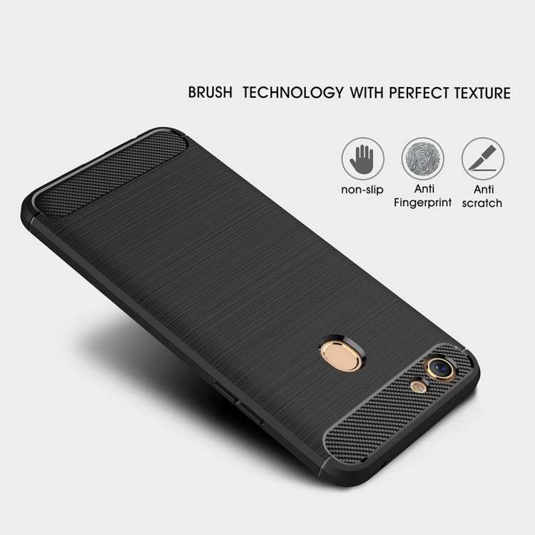 For OPPO  F5 Brushed Texture Carbon Fiber Shockproof TPU Rugged Armor Protective Case