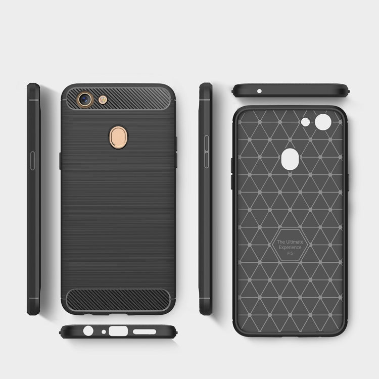 For OPPO  F5 Brushed Texture Carbon Fiber Shockproof TPU Rugged Armor Protective Case