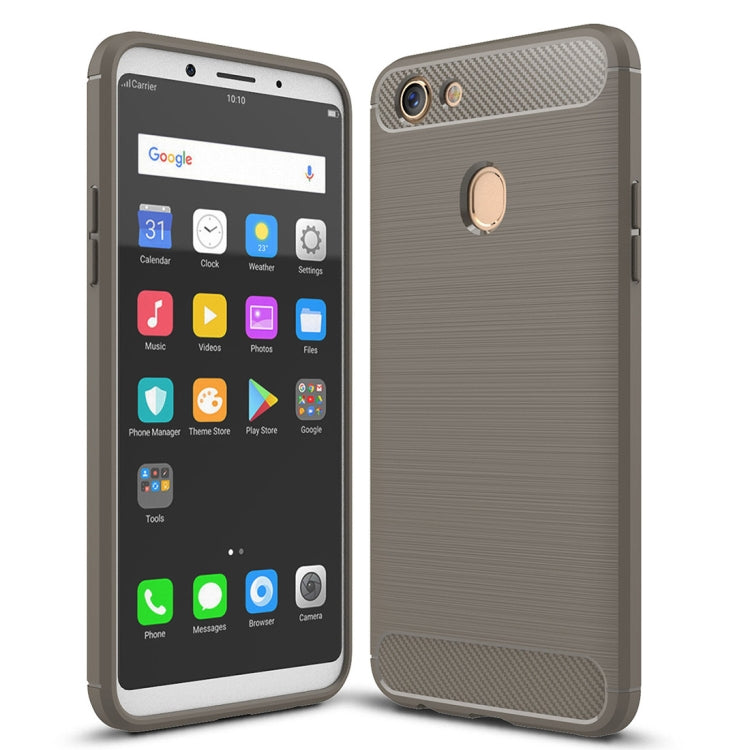 For OPPO  F5 Brushed Texture Carbon Fiber Shockproof TPU Rugged Armor Protective Case