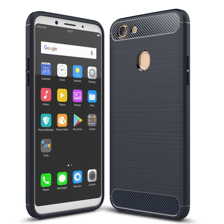 For OPPO  F5 Brushed Texture Carbon Fiber Shockproof TPU Rugged Armor Protective Case