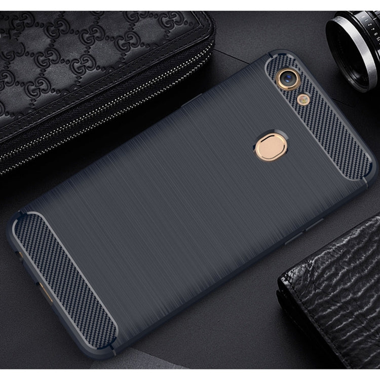 For OPPO  F5 Brushed Texture Carbon Fiber Shockproof TPU Rugged Armor Protective Case