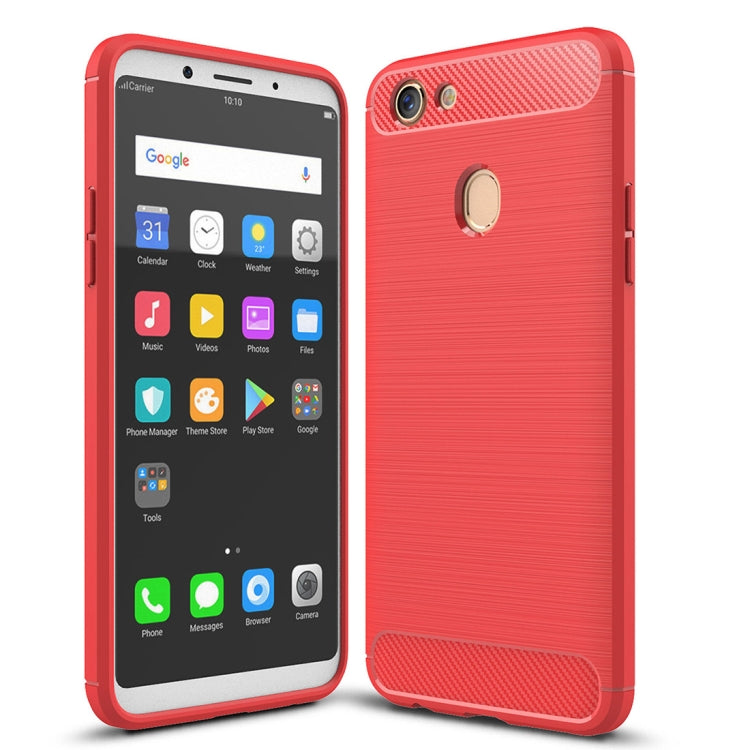 For OPPO  F5 Brushed Texture Carbon Fiber Shockproof TPU Rugged Armor Protective Case