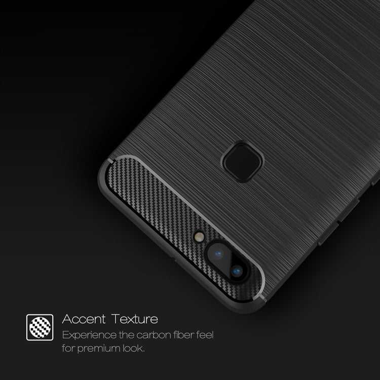 For Vivo  X20 Plus Brushed Texture Carbon Fiber Shockproof TPU Rugged Armor Protective Case