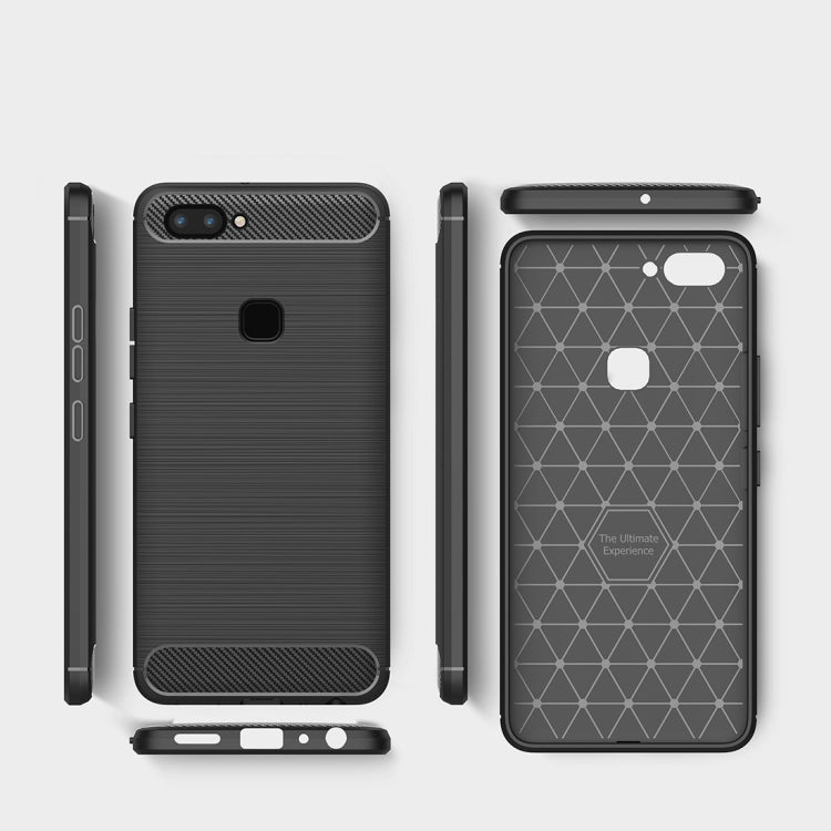 For Vivo  X20 Plus Brushed Texture Carbon Fiber Shockproof TPU Rugged Armor Protective Case