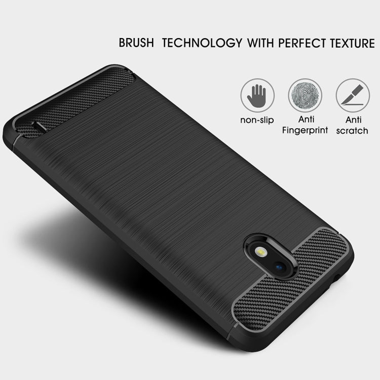 For Nokia 2  Brushed Texture Carbon Fiber Shockproof TPU Rugged Armor Protective Case