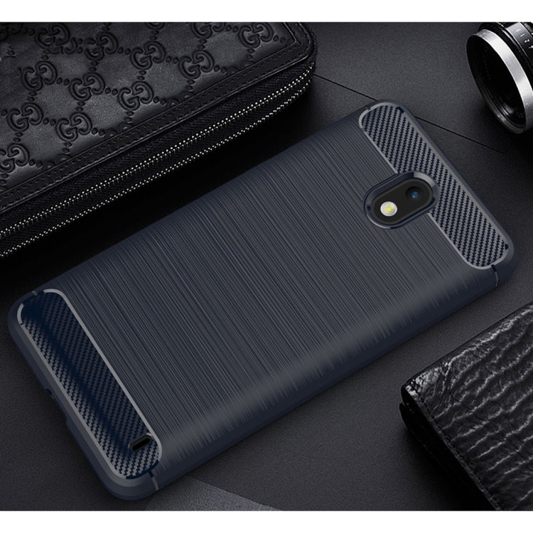 For Nokia 2  Brushed Texture Carbon Fiber Shockproof TPU Rugged Armor Protective Case
