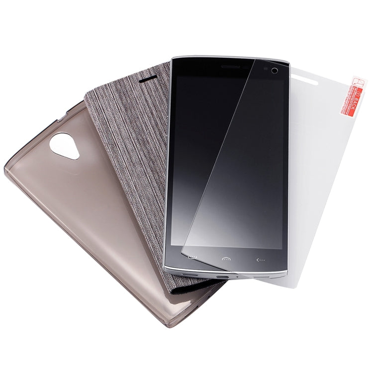 3 in 1 HOMTOM for HT7 & HT7 Pro TPU Protective Case + Flax Texture Leather Case + Tempered Glass Screen Film