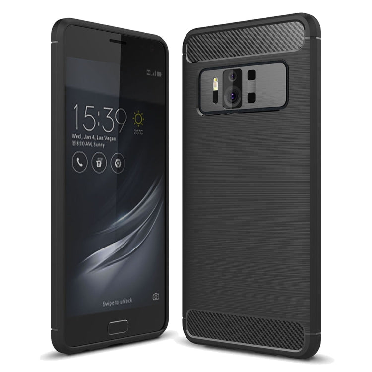 For Asus ZenFone AR ZS571KL Brushed Texture Carbon Fiber Shockproof TPU Rugged Armor Protective Case