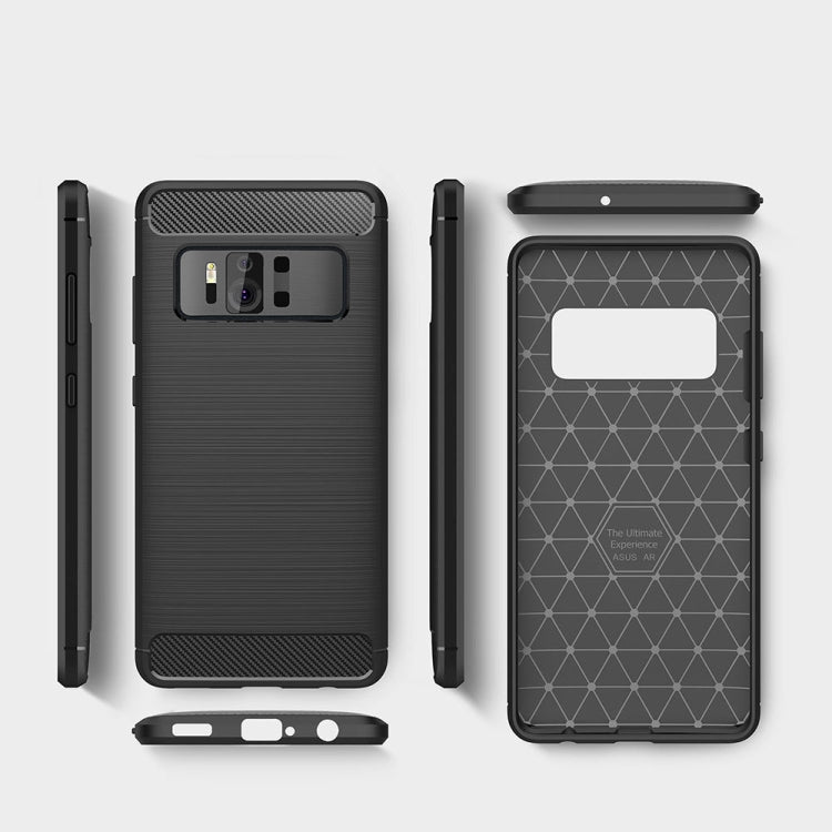 For Asus ZenFone AR ZS571KL Brushed Texture Carbon Fiber Shockproof TPU Rugged Armor Protective Case